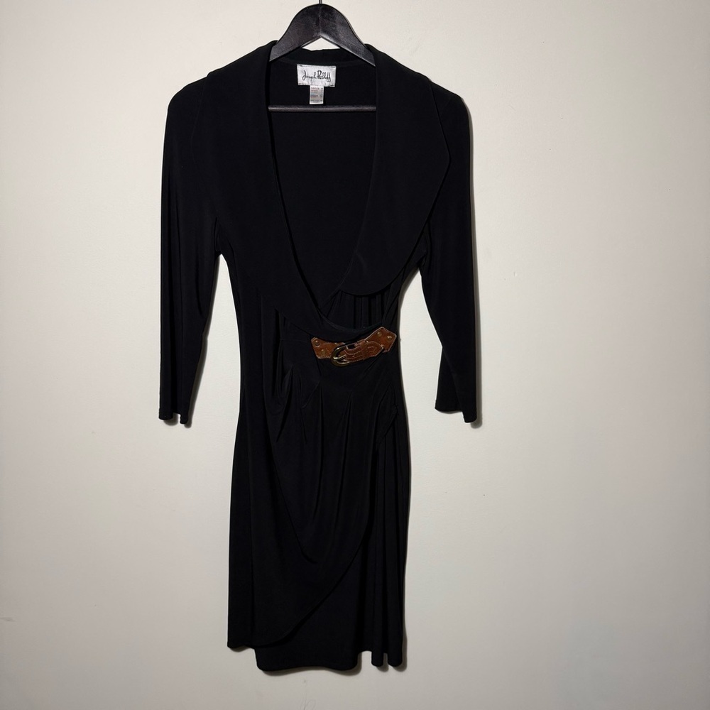 Joseph Ribkoff Black Sheath Dress with Plunge Neckline